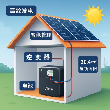 20m² Roof Surface Area Required For UTICA® MobileGrid Generator 3000-3000 (Off-Grid Solution)
